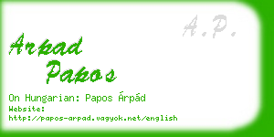 arpad papos business card