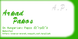 arpad papos business card